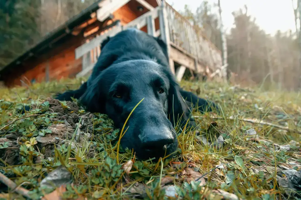 Dog resting at home