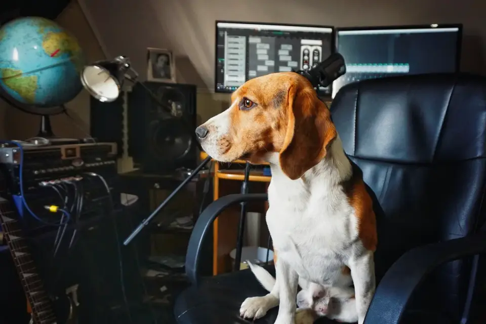 Dog standing indoors