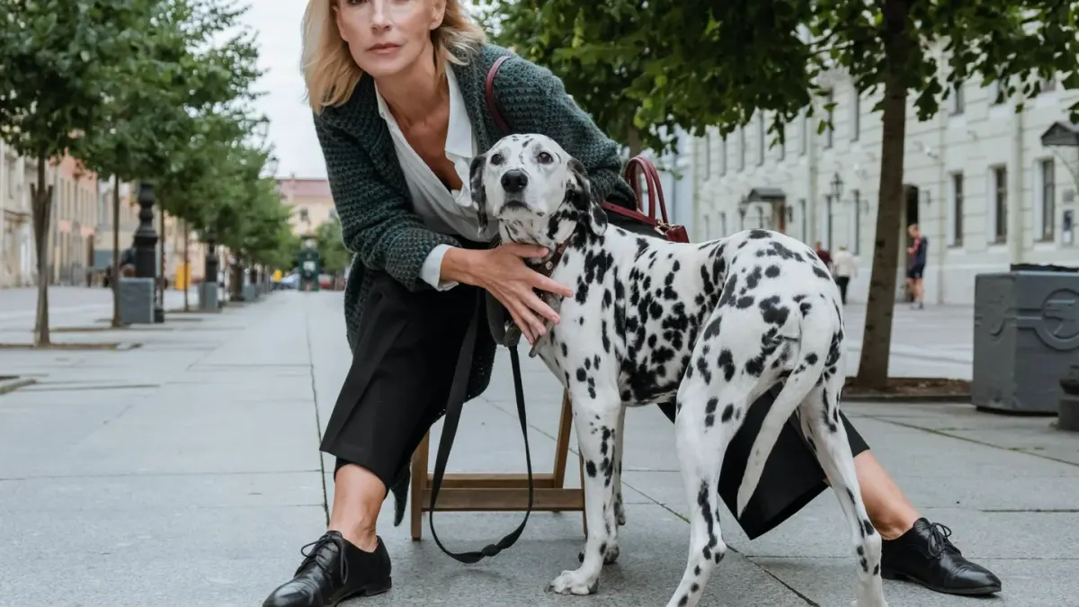 Owner supporting a dog